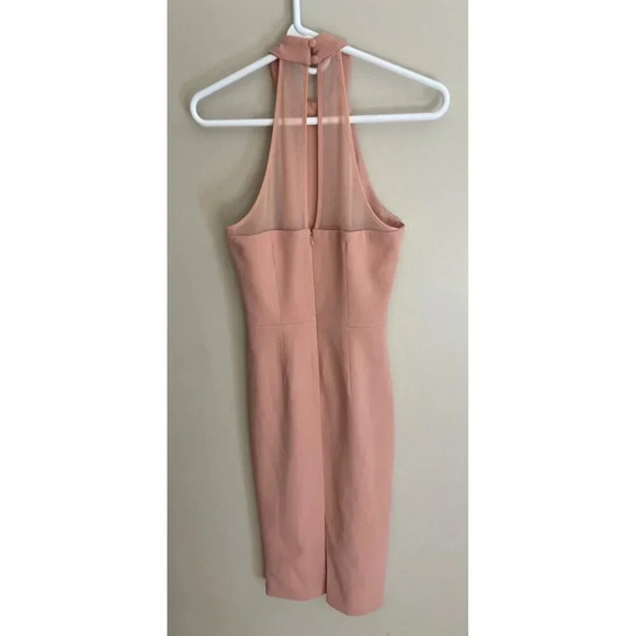 Dress the Population NWT Eden High Neck Halter Bodycon Midi Dress in Blush Pink - Picture 5 of 13